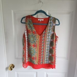 Rose & Olive Orange Green Graphic Tank Top